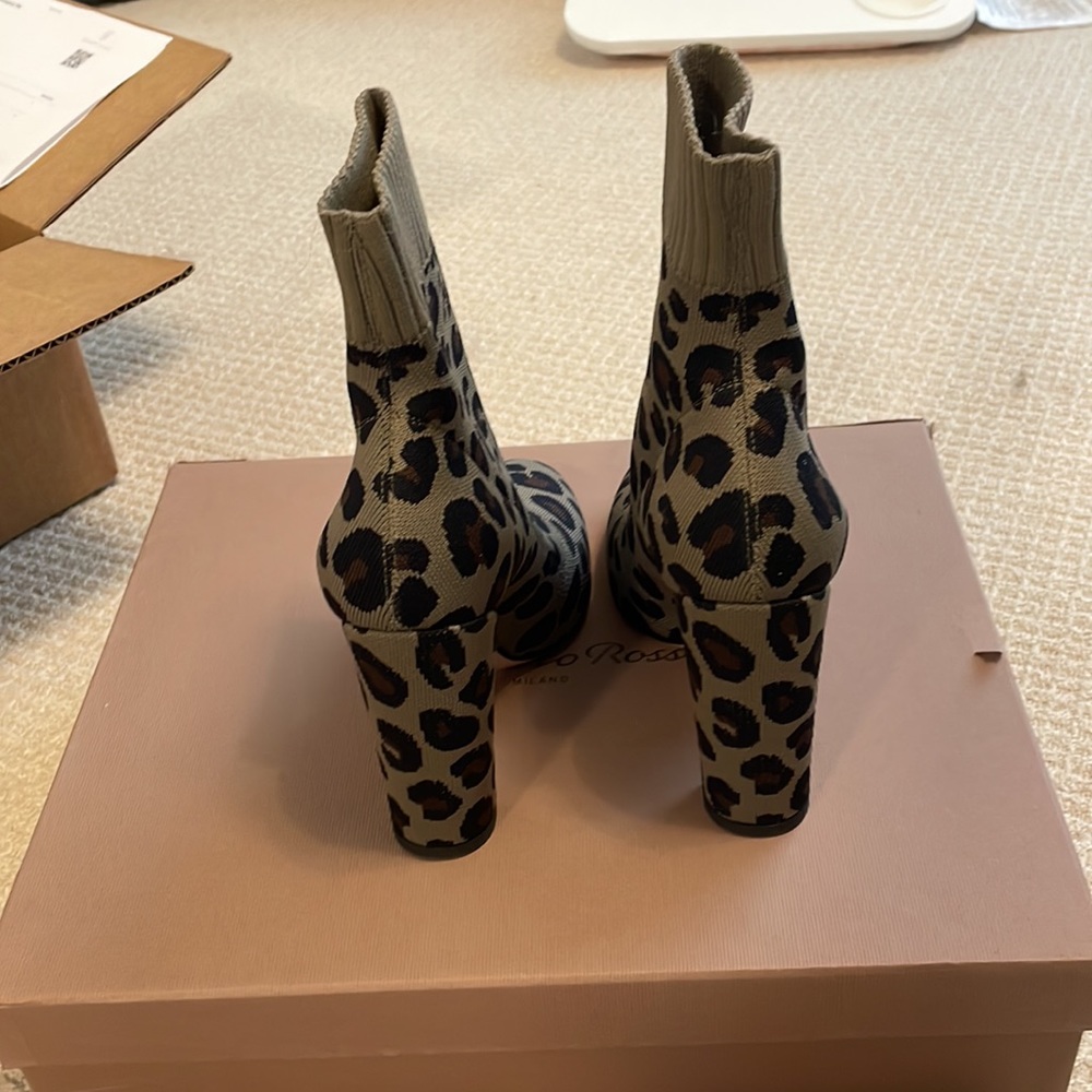 Gianvito Rossi Leopard Print Ankle Boots - Black and Tan - Picture 4 of 13
